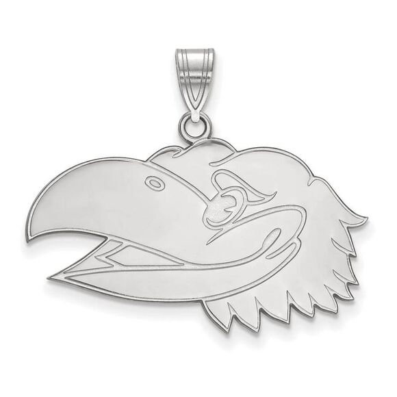 10k White Gold U. of Kansas Large Left Profile Mascot Pendant